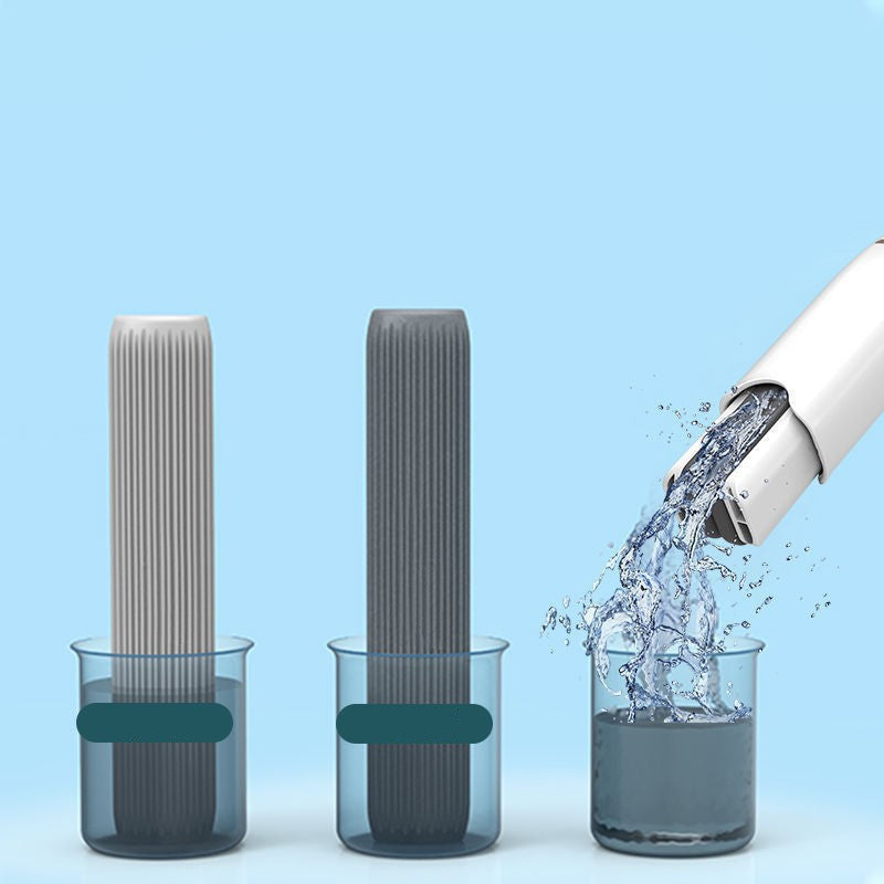Product demonstration showing water absorption before and after use on a blue background